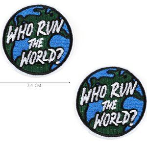 NEW (2) WHO RUN THE WORLD? IRON ON PATCHES BADGES